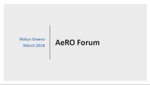AeRO Forum - Roadmap Overview - Robyn Owens